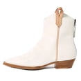 thumbnail image 3 of YDN Women Classic Square Closed Toe Ankle Boots Back Zipper Stacked Low Heel Wide Calf Booties Casual Dressy Shoes Size 9.5 White, 3 of 5