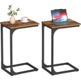 thumbnail image 1 of VASAGLE Juego de 2, Mesa Auxiliar, Mesa de Sofá en Forma de C, Bandeja de TV, Marco de Metal, Salón, Dormitorio, Marrón Rústico y Negro, 1 of 5