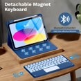 thumbnail image 4 of MoKo Touch Keyboard Case for iPad (A16) 11th Generation 11 inch 2025, iPad 10th Generation 10.9 inch Case with Pencil Holder, 7 Colors Backlit Detachable Bluetooth Keyboard, Navy Blue, 4 of 9