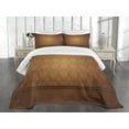 thumbnail image 3 of Ambesonne Tan Quilted Bedspread Set 3 Pcs, Antique Damask Royal Aged, King Size, Brown Tan, 3 of 5