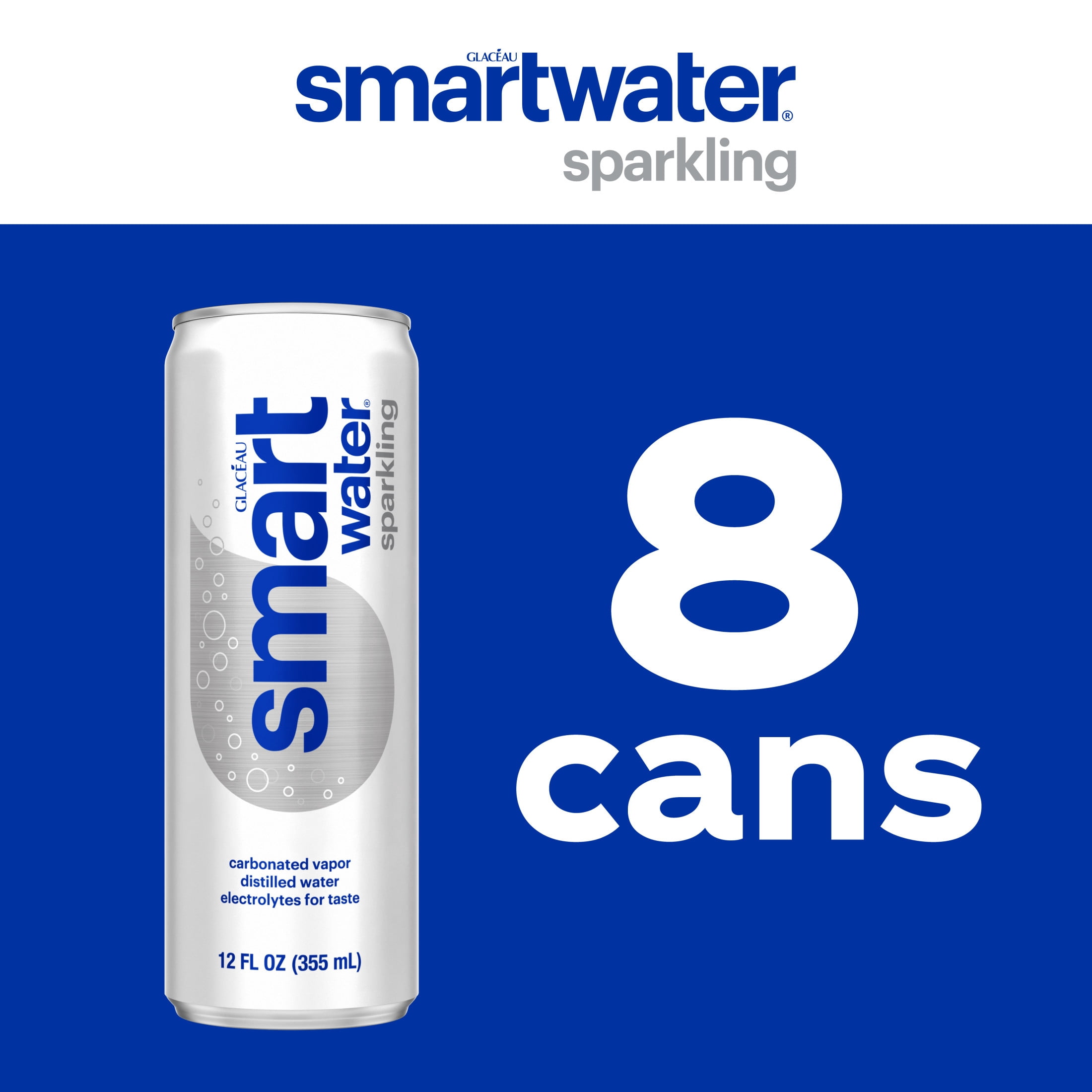smartwater Sparkling Water Cans, 12 fl oz, 8 Pack