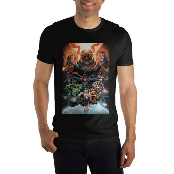 DC Comics Superheroes Justice League Men's Black T-Shirt-Medium