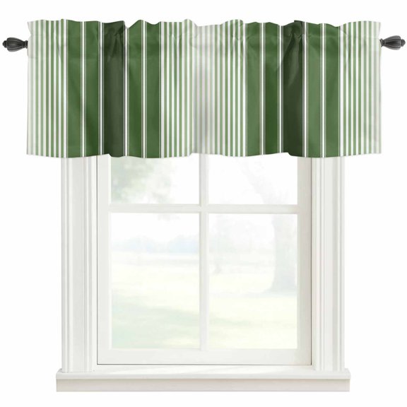 Forest Green Striped Window Valance Curtain Gradient Summer Rod Pocket Valance for Windows Short Curtain for Living Room, Bedroom & Kitchen Window Decor 54x18in