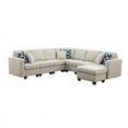 thumbnail image 3 of Seven Seat Reversible Fabric Sectional Sofa with Ottoman-Beige, 3 of 12