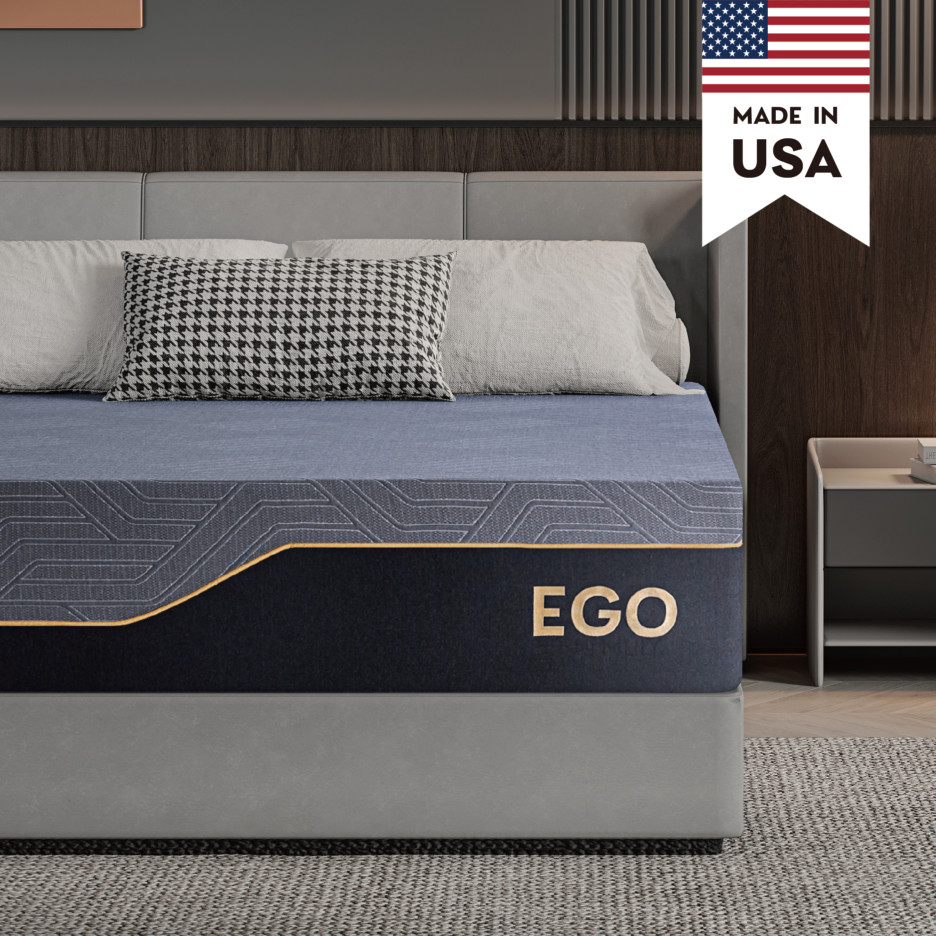 EGOHOME Ego Black 14 inch Queen Memory Foam Mattress, Gel Mattress in a Box, Medium Firm