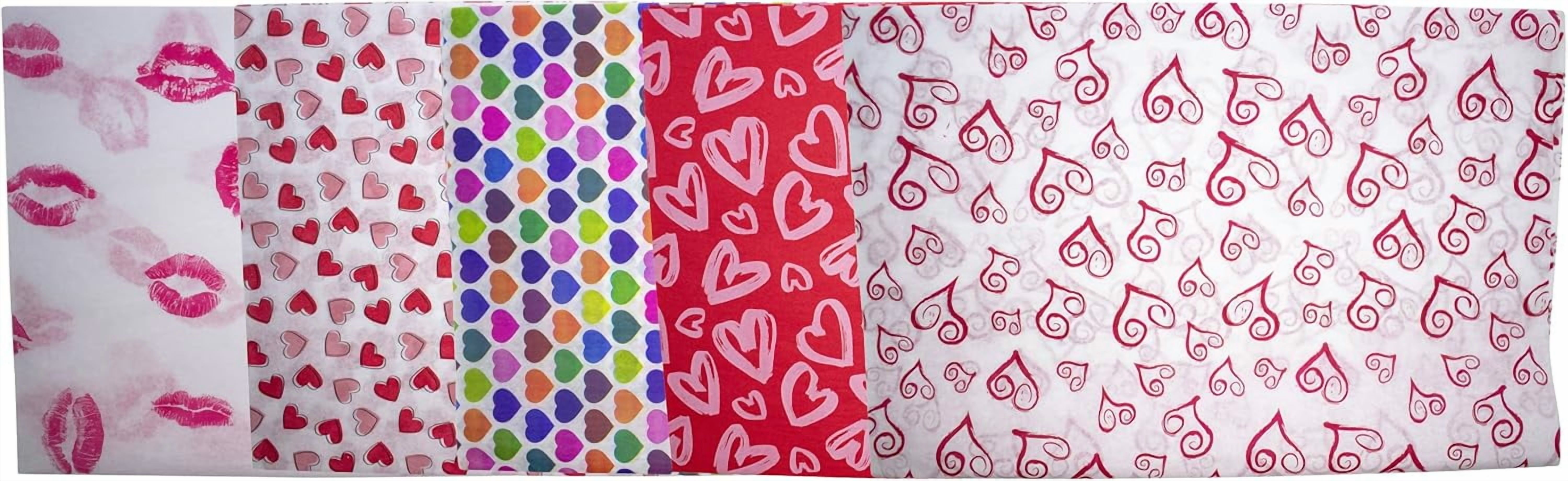 60-Sheet Assorted Tissue Paper Pack, 20" x 30" (Hearts & Kisses)