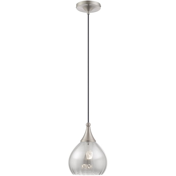 1 Light Brushed Nickel Mini Pendant with Smoke Glass Shade