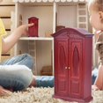 thumbnail image 4 of Mini armoire vintage en bois à double porte, échelle 1:12, accessoire pour maison de poupée, meubles de maison de poupée, couleur vin rouge, 4 of 4