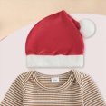 thumbnail image 5 of Kaprioy Baby Boy Winter Clothes My First Christmas Baby Boy Outfit Newborn Infant Striped Long Sleeve Romper Suspender Overalls Pants Hat 3Pcs Set, 5 of 8