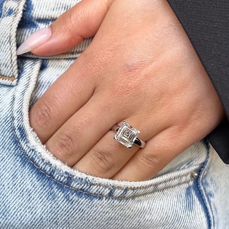 Asscher Cut Diamond Ring 3 Carat IGI Certified Lab Grown E F VVS2 PT950 Platinum