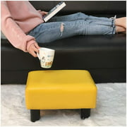 Lemon Yellow Faux Leather Ottoman Padded Seat Footrest