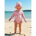thumbnail image 6 of BemeyourBBs Newborn Baby Girls One Piece Swimsuit Infant Girl Bathing Suit Long Sleeve Zipper Swimwear Rash Guard with Hat Set UPF 50+ Summer Beach Wear, 6 of 9