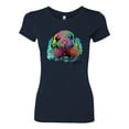 thumbnail image 2 of Wild Bobby, Colorful Neon Seal Animal Lover Womens Slim Fit Junior Tee, Navy, 2XL, 2 of 3