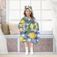 thumbnail image 7 of FORMRS Wearable Blanket Hoodie with Sleeves for Kids Cozy Flannel Sweatshirt, Blue Plaid Lemon, 7 of 7