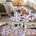 thumbnail image 5 of Coastal Crabs Round Area Rug 5Ft Washable Circle Rugs for Living Room Bedroom, Blue Red Nautical Anchor Lobster Marine Life Non-Slip Carpet Floor Mats Indoor Outdoor Carpet Runner Home Decor, 5 of 8