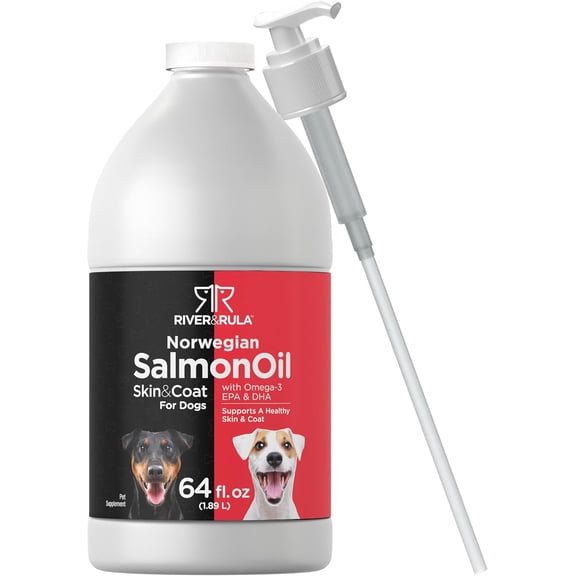 Horbaach Norwegian Salmon Oil for Dogs (64oz) | Supports Healthy Skin and Coat | with Omega 3, EPA & DHA | Liquid Pet Supplement | Non-GMO, Gluten Free