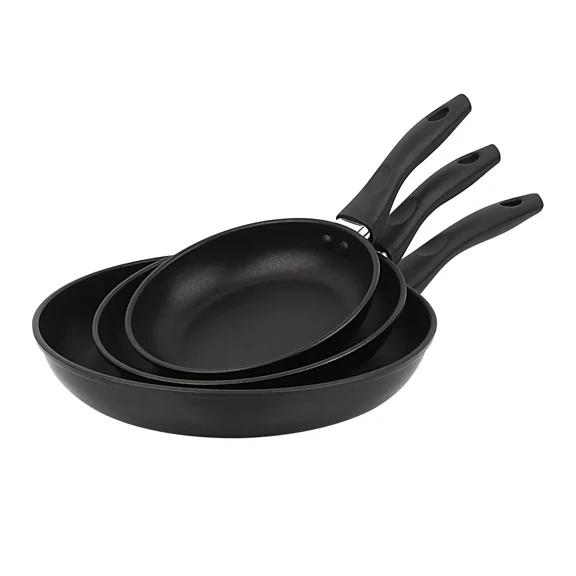 3-Piece Nonstick Aluminum Skillet Set, Black Finish Set Of 3