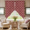 thumbnail image 5 of Swag Curtains Valances for Windows, Red White Geometric Short Kitchen Window Curtains Over Sink, Minimalist Morocco Pattern Cafe Curtains Panel Set Of 2,Rod Pocket, 36 Inches Length, 5 of 9