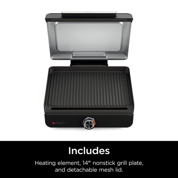 Ninja Sizzle GR100 Smokeless Indoor Kitchen Grill with Nonstick