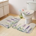 thumbnail image 2 of Purple Lavender Bath Mat 3 Piece Bathroom Rug Set, Botanical Blossom Motif Leaves Spring Non Slip Bath Rug Contour Mat and Toilet Lid Cover, Absorbent Shower Mats Soft Bath Rugs and Mats Sets, 2 of 8