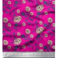 thumbnail image 1 of Soimoi Cotton Jersey Fabric Leaves & Rose Floral Print Sewing Fabric Yard 58 Inch Wide, 1 of 1