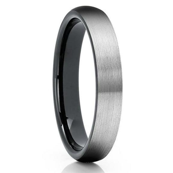 4mm Black Tungsten Ring,Silver Tungsten Ring,Engagement Ring,Tungsten Carbide Ring,Silver Tungsten Band