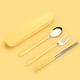 thumbnail image 4 of Conjuntos de vajilla 304 Conectuales de acero inoxidable Los estudiantes reutilizables usan accesorios de viaje de diseño simple para reuniones familiares de picnic Lemon Amarillo 3 PCS Speravity HA012732-01, 4 of 7