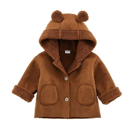 

Rovga Toddler Girls Coats Kids Coat Winter Jacket Boys Hooded Soild Cartoon Ears Toddler Outwear Windproof Warm Coat Jacket