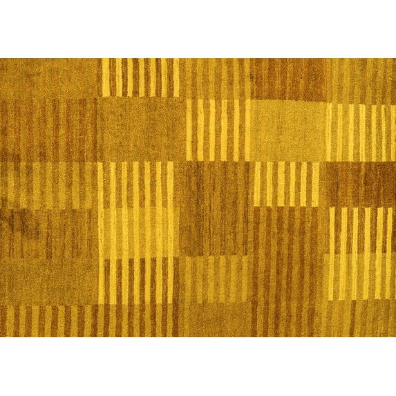 Ahgly Company Machine Washable Indoor Rectangle Checkered Yellow Modern Area Rugs, 5' x 7'