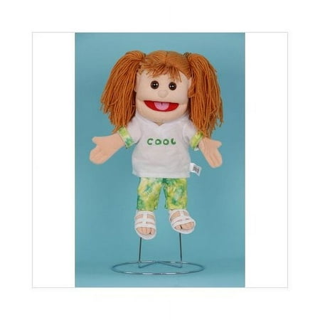 Sunny Toys 14" Brunette-Haired Girl in Green Pants Glove Puppet