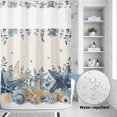 thumbnail image 2 of No Hook Shower Curtain, Blue Starfish Coastal Shower Curtains for Bathroom with See Through Top Window, Eucalyptus Summer Nautical Shell Rustic Waterproof & Washable Bath Curtain Stall 48"x72", 2 of 9