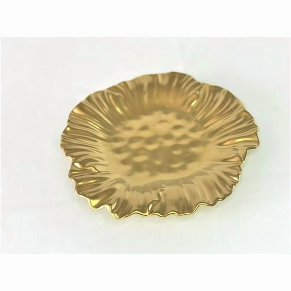 Leeber Matte Gold Sunflower Plate, 9 X 8.5 X 1