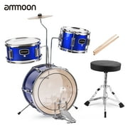 Ammoon 14 inch 3-Piece Kids/Junior Drum Set with Adjustable Throne Cymbal Pedal Drumsticks Musical Instrument A Perfect Beginner Gift