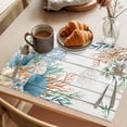 thumbnail image 3 of Beach Coastal Placemats Set of 8 Summer Nautical Coral Shell Botanical Vintage Place Mats Indoor Wipeable Table Mats Washable Dining Table Placemats for Kitchen Holiday Party Home Decor 13x19 Inch, 3 of 9