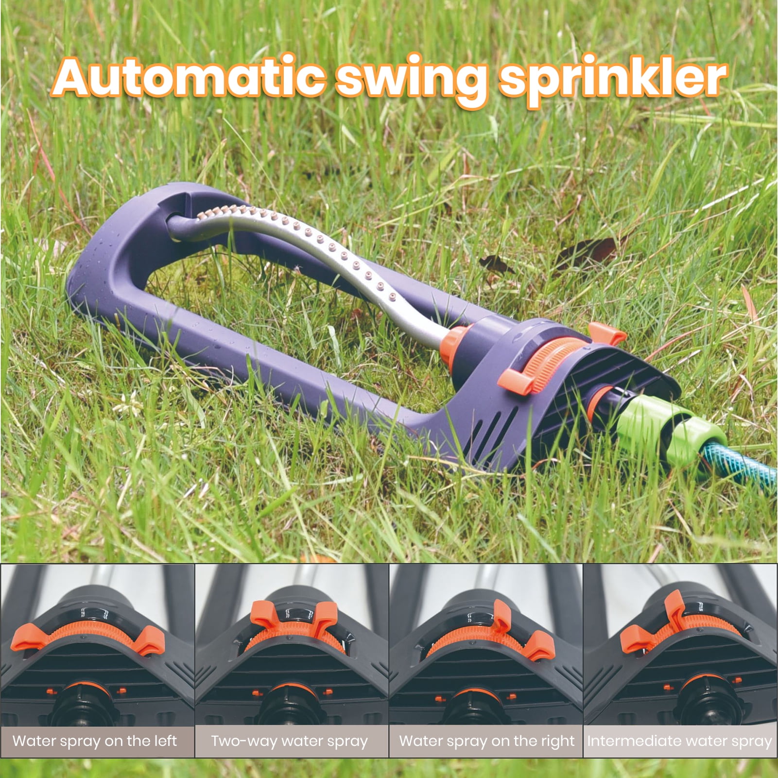 AYYUFE Garden Sprinkler Water-saving Auto 180 Degrees Rotation 19-hole Spout Lawn Covers Watering Automatic Swing Sprinkler Home Supply
