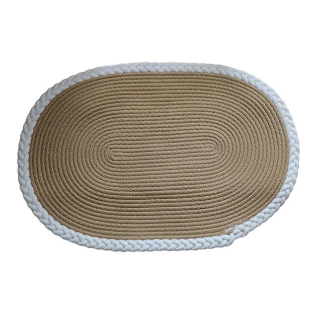 Alfombra de entrada, alfombra para escaleras, alfombra trenzada para baño, cocina, sala de estar, garaje Caqui y blanco