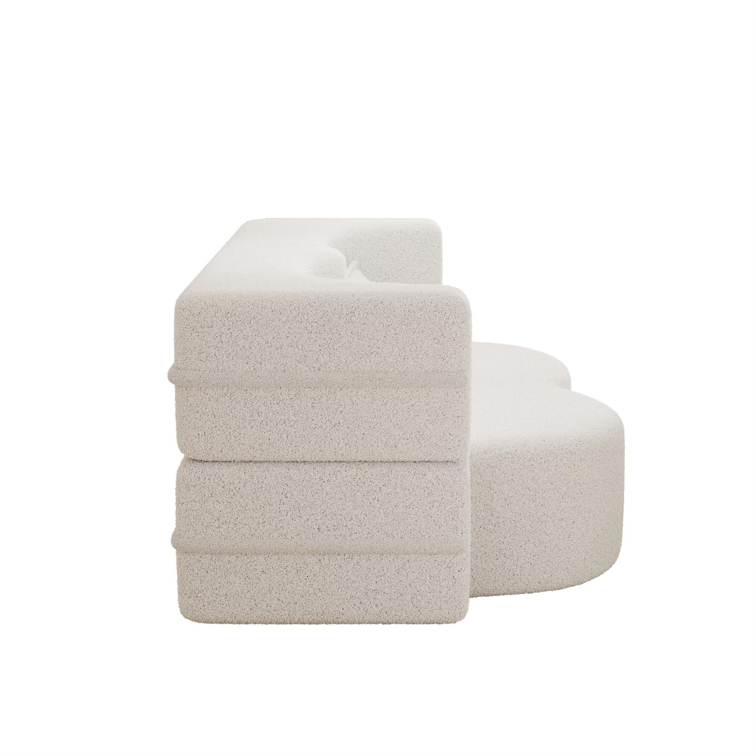 Demi Bonn Modern Convertible Floor Sofa Bed with 2 Pillows, Full Size 15" Folding Mattress, Teddy Fabric Foam-Filled for Living Room, No Assembly Needed, Beige