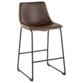 thumbnail image 2 of Heavenly Collection Counter Height Stool Set of 2, Brown Upholstered Seat with Black Metal Base, Modern Kitchen Counter Seating, 2 of 9