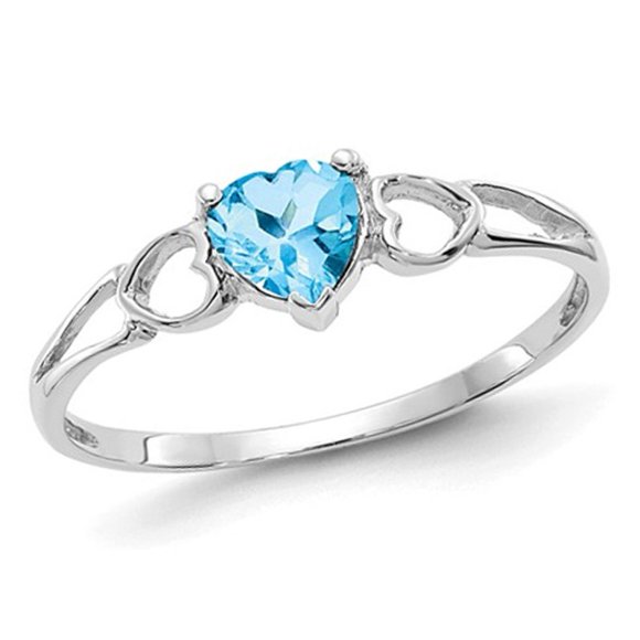 1/2 Carat (ctw) Natural Swiss Blue Topaz Heart Ring in 10K White Gold