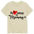 thumbnail image 3 of Wuxian Children Toddler Baby Girls Shirts Short Sleeve Tee My Heart Belongs To Mommy Letter Tee Casual Round Neck Loose Fit Relaxed Comfort Summer Mother'S Day T-Shirt Top ,Beige,12-13 Years, 3 of 3
