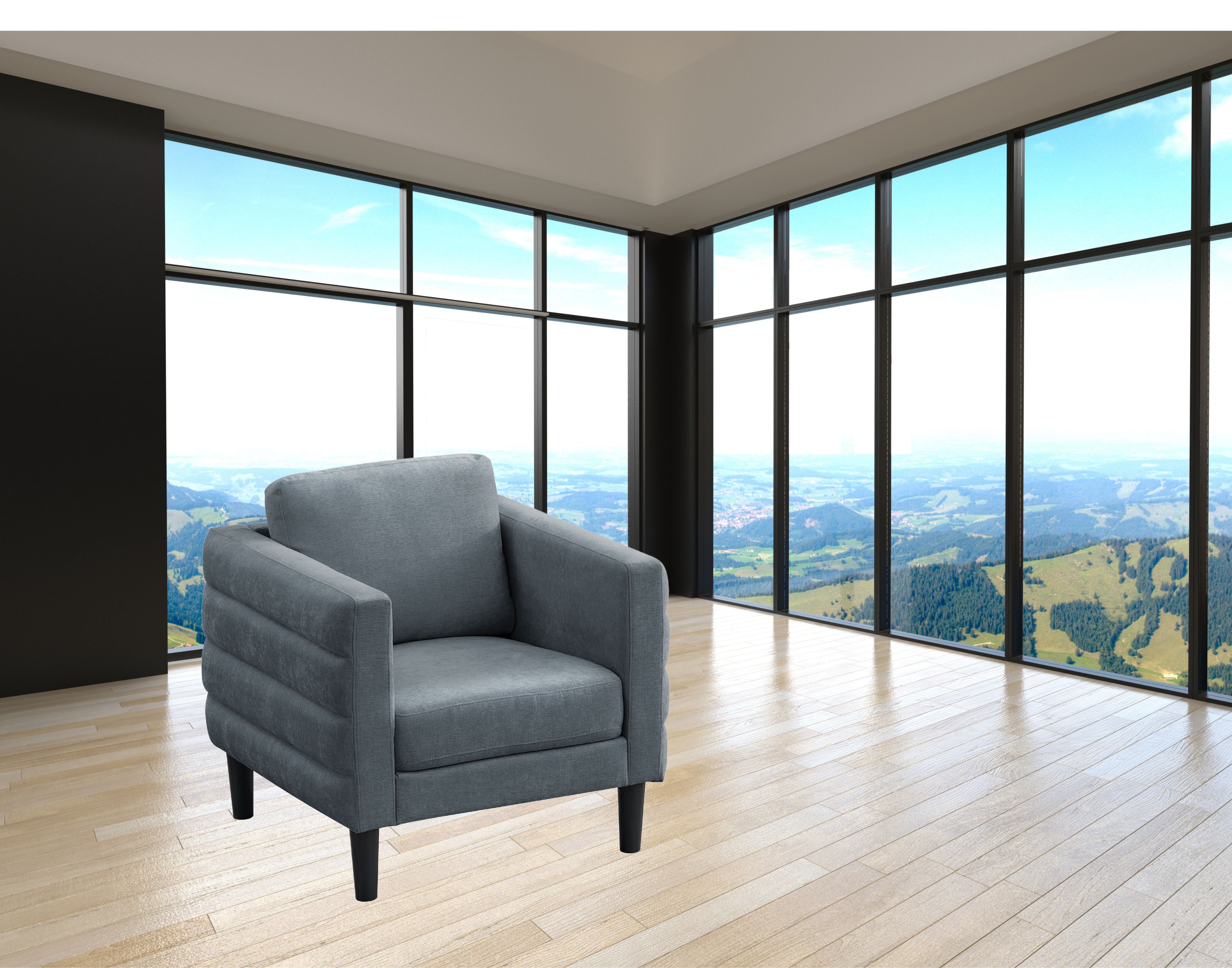 K-LIVING BRAYDEN ENSEMBLE DE CANAPÉS 3 PIÈCES EN TISSU GRIS ANTHRACITE (CANAPÉ, CAUSEUSE, FAUTEUIL)