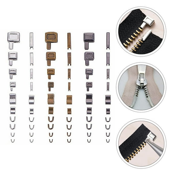 24 Sets Zipper Slider Insertion Pin Zipper Bottom Alloy Zipper Slider Retainer Zipper Stopper Repair for Coats DIY Sewing Replacement