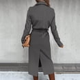 thumbnail image 5 of VEKDONE Clearance 2024 Women Elegant Notched Collar Solid Color Mid-Length Double Breasted Slim Fit Wool Blend Trench Pea Coat Overcoat Dark Gray S, 5 of 7