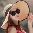 thumbnail image 2 of Prolriy Sun Hats for Women, Women Big Brim Hat Sun Floppy Wide Brim Hats Bowknot Folding Beach Cap Beach Hats for Women Coffee One Size, 2 of 3
