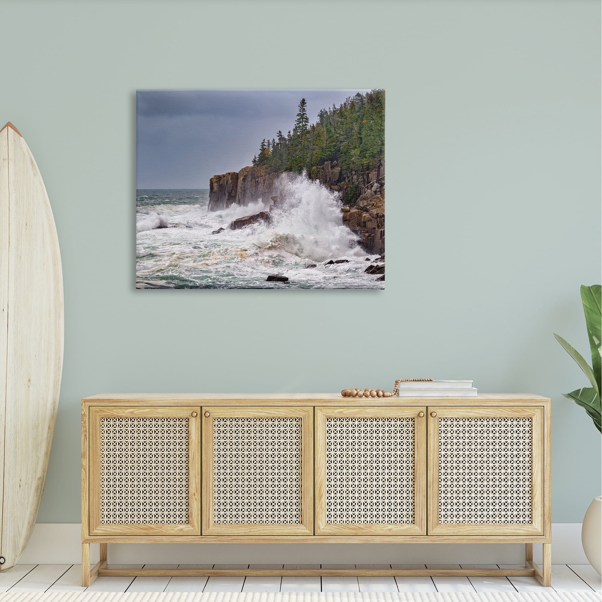 Stupell Crashing Ocean Waves Cliff Wall Landscape Photography Gallery Wrapped Canvas Print Wall Art