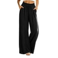 thumbnail image 2 of BRELIL Women's Wide Leg Elastic Waist Pants with Pockets Casual Loose Lounge Pants Solid Long Trousers Vacation Travel Outfits, Black 2XL, 2 of 6