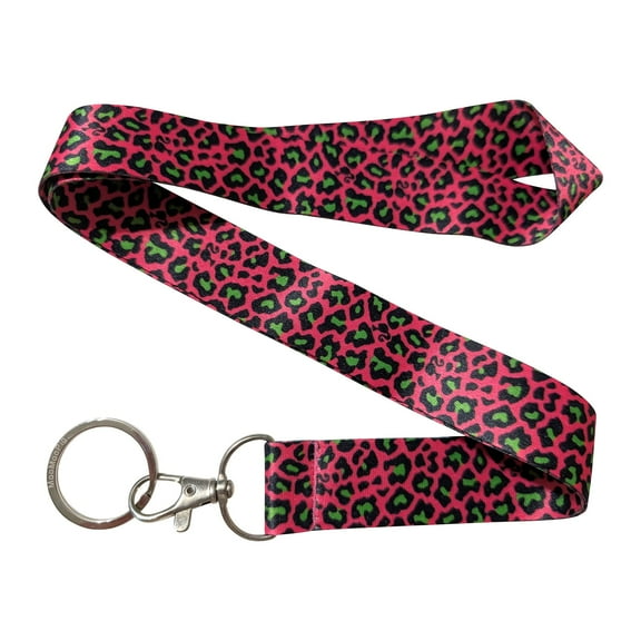 Leopard Animal Spots Pattern Pink Green Keychain Lanyard