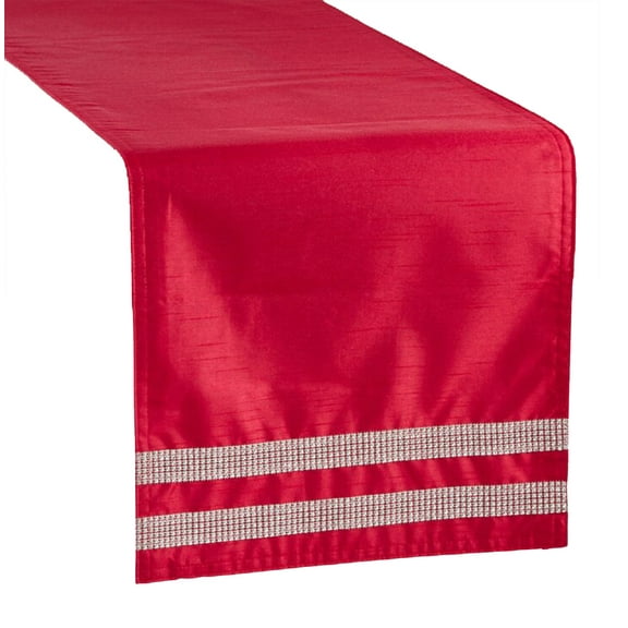 Fennco Styles Lily Collection Contemporary Tasseled Studded Boarder 16 x 72 Inch Table Runner