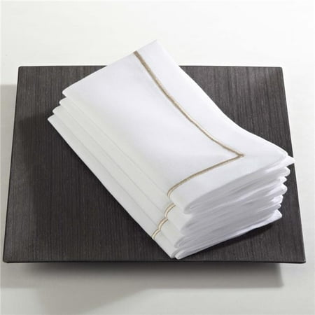 

SARO 810.CH20S 20 in. Classic Line Square Embroidered Line Design Napkin - Champagne Set of 4