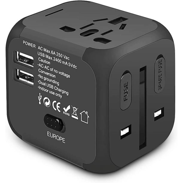 Universal Travel Adapter, World International Plug Adapter with 2 USB
